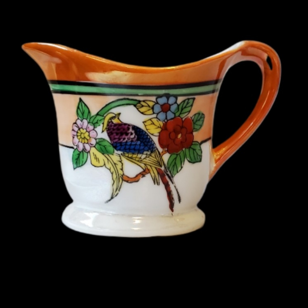 Antique Japanese Chikaramachi Hand Painted Lusterware Creamer